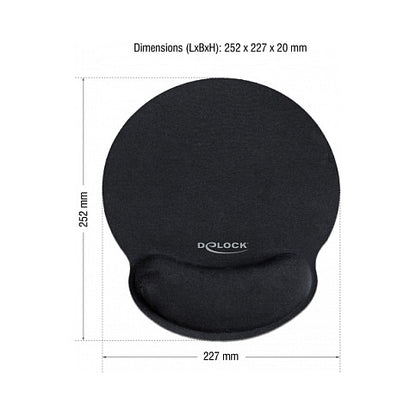 DELOCK Mauspad mit Handballenauflage rund schwarz