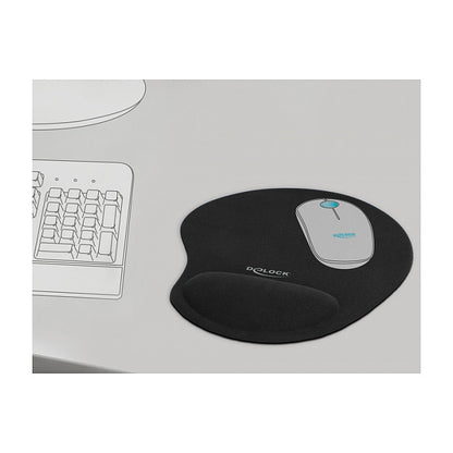 DELOCK Ergonomisches Mauspad mit Gel Handballenauflage schw.