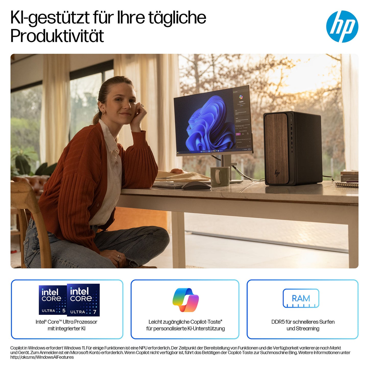 HP OmniDesk AI PC M03-0475ng Core Ultra 7 265 16GB/1TB SSD Windows 11 Dark Wood
