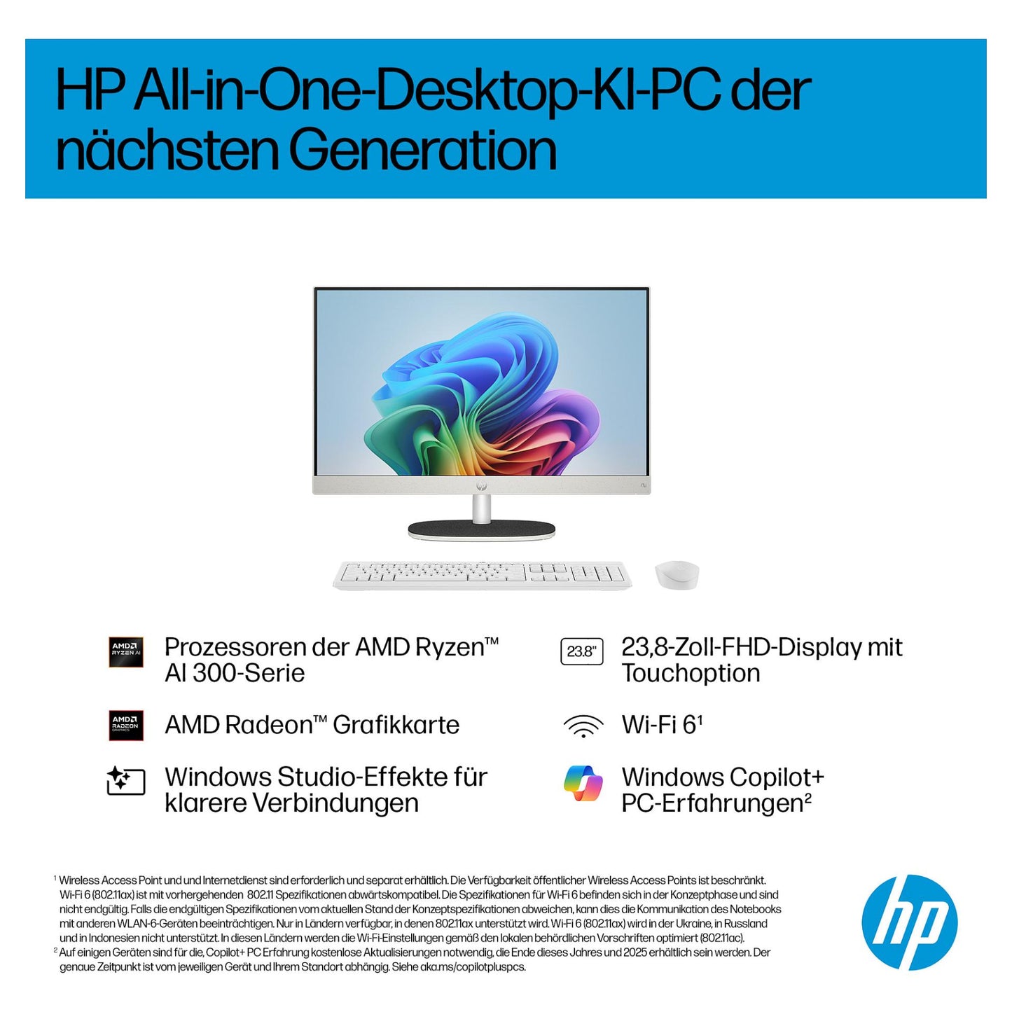 AIO HP 24-ct2450ng 23,8" FHD Ryzen AI 5 340 16GB/1TB SSD Win11 BX8Y9EA#ABD weiß