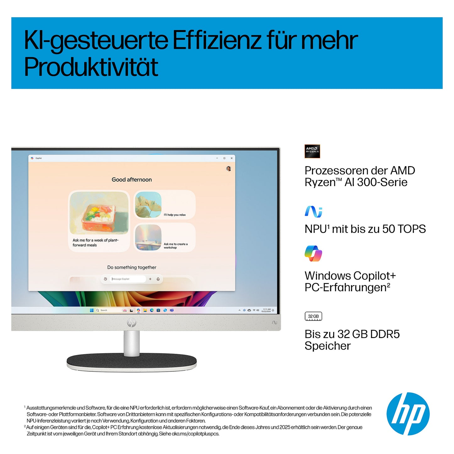 AIO HP 24-ct2450ng 23,8" FHD Ryzen AI 5 340 16GB/1TB SSD Win11 BX8Y9EA#ABD weiß