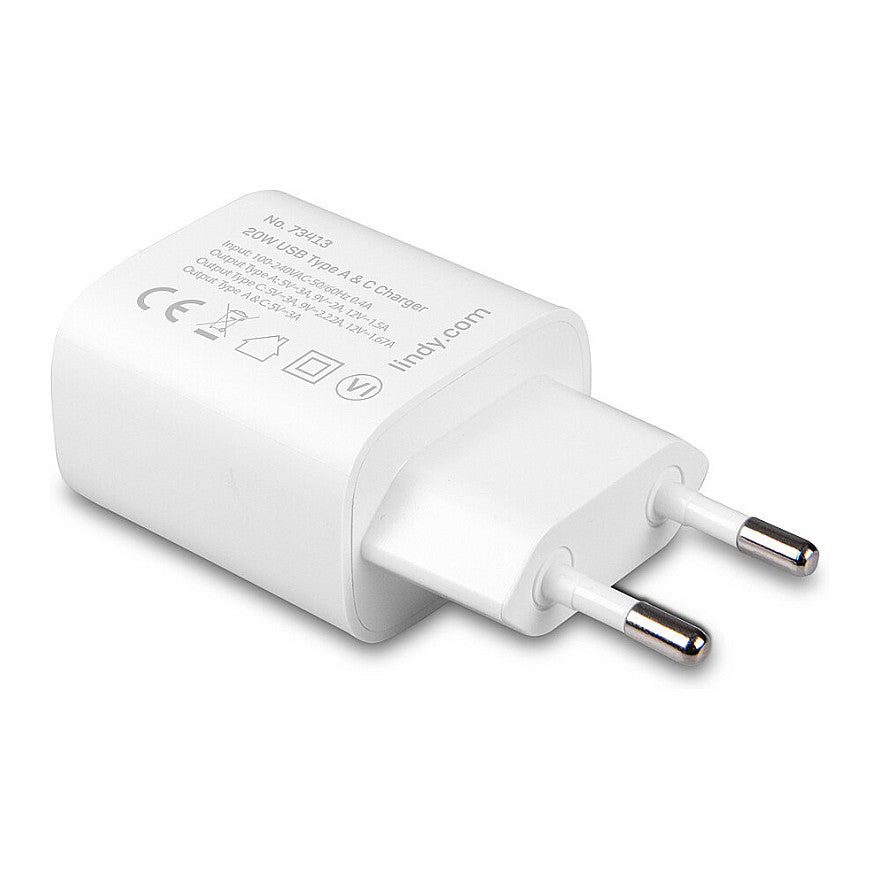 LINDY USB Typ A & C Charger 20W, weiß