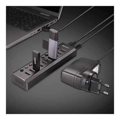 LINDY 10 Port USB 3.0 Hub mit Ein-/Ausschaltern