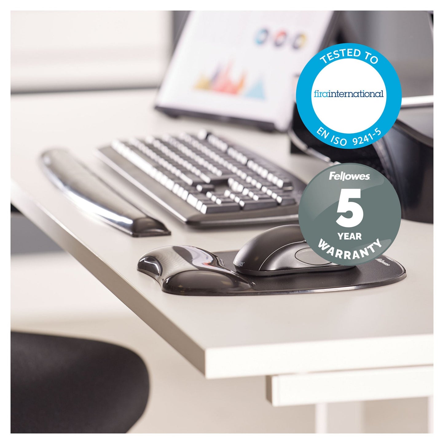 Fellowes Mauspad-Handgelenkauflage Crystal Gel schwarz