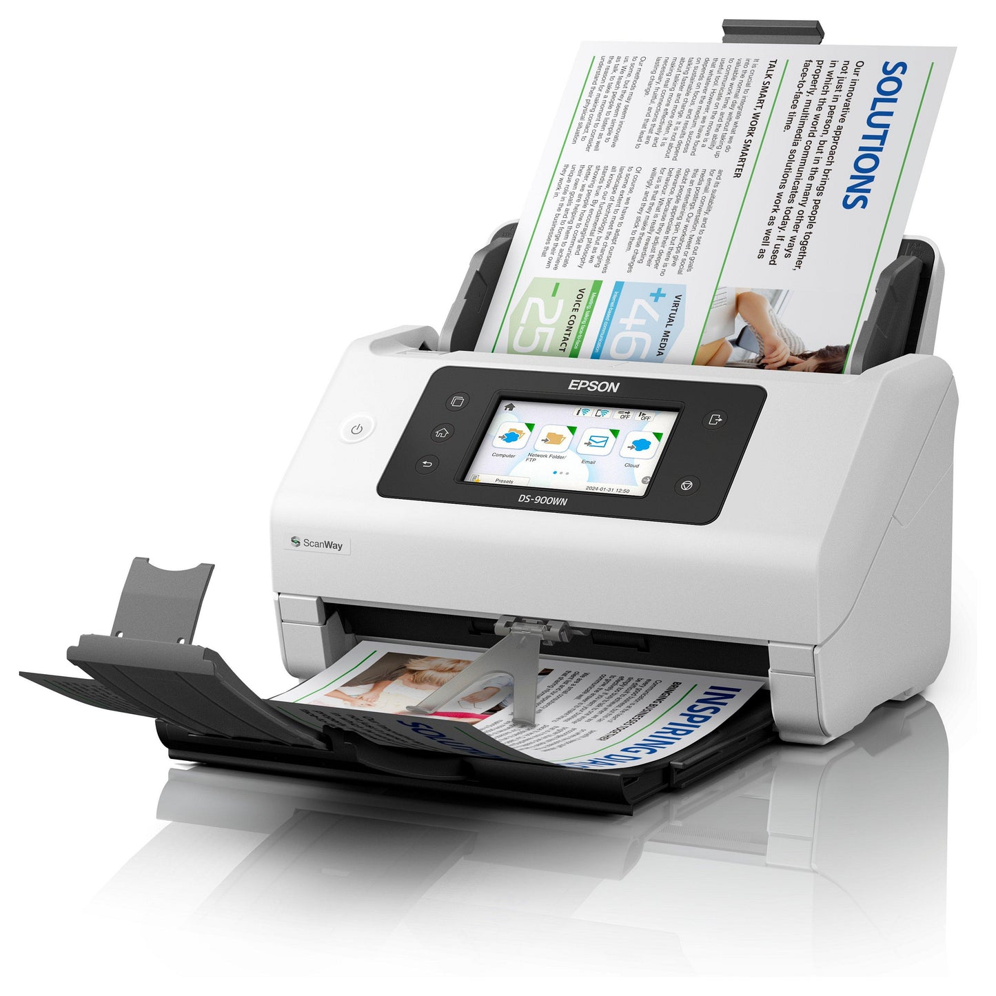 EPSON WorkForce DS-900WN Scanner A4 network and Wifi 70ppm/140ipm feeder 100 sheets