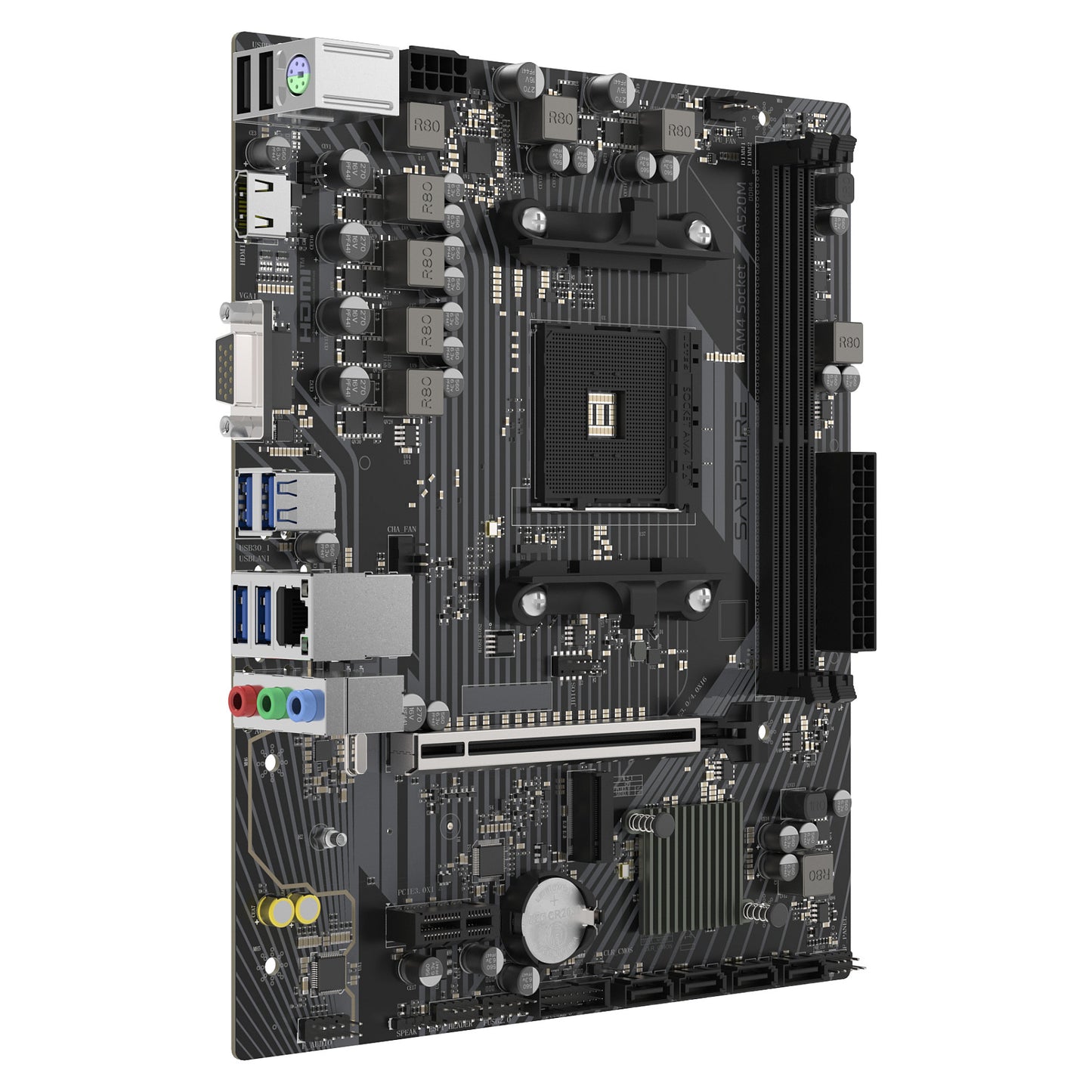AM4 SAPPHIRE A520M-E Mainboard Sockel AM4