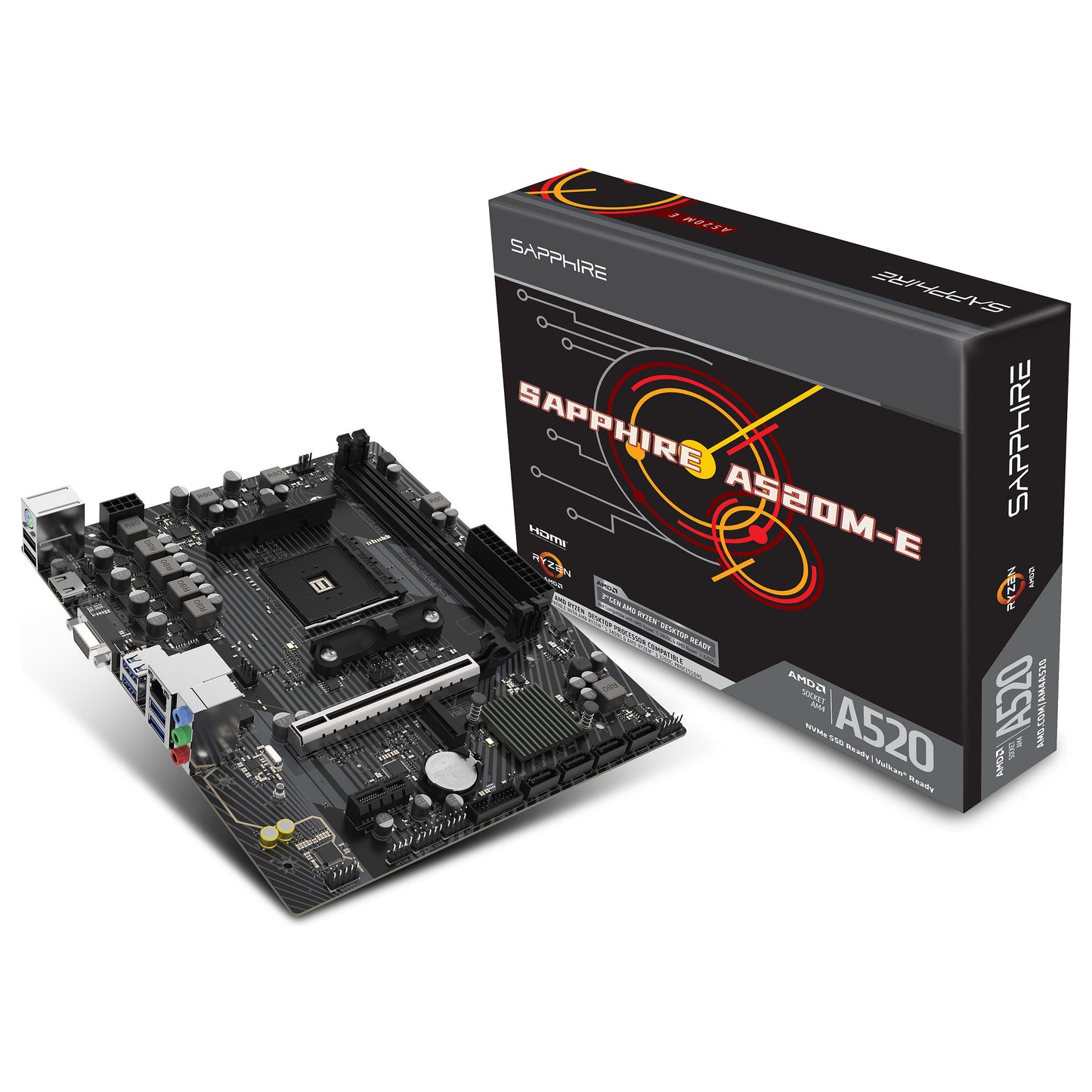AM4 SAPPHIRE A520M-E Mainboard Sockel AM4