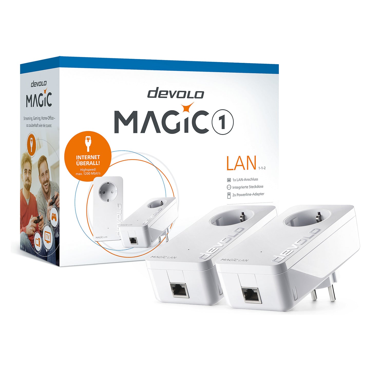 devolo Magic 1 LAN Powerline Starter Kit Powerline bis zu 1.200 Mbit/s, 1x Gigabit LAN (pro Einheit)