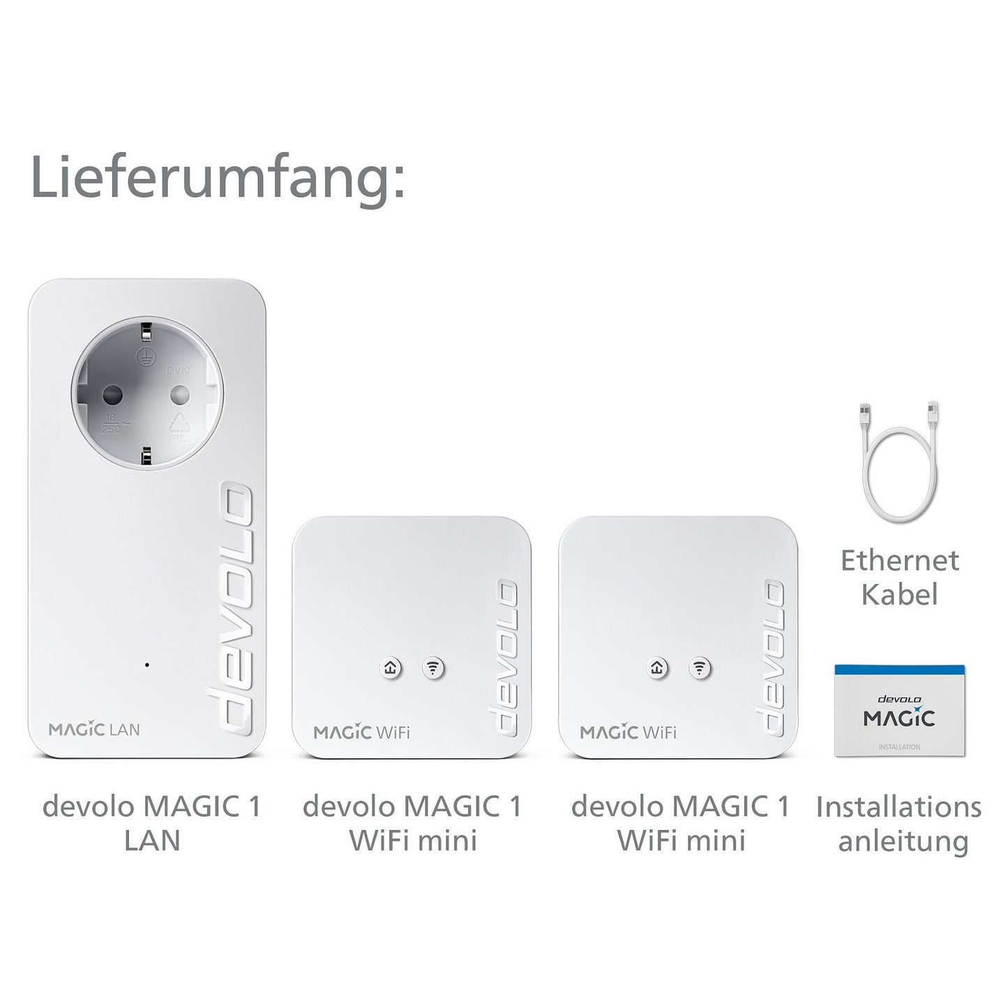 devolo Magic 1 WiFi mini Powerline Multiroom Kit Powerline bis zu 1.200 Mbit/s, WiFi 4 bis zu 300 Mbit/s, 1x LAN (pro Einheit)