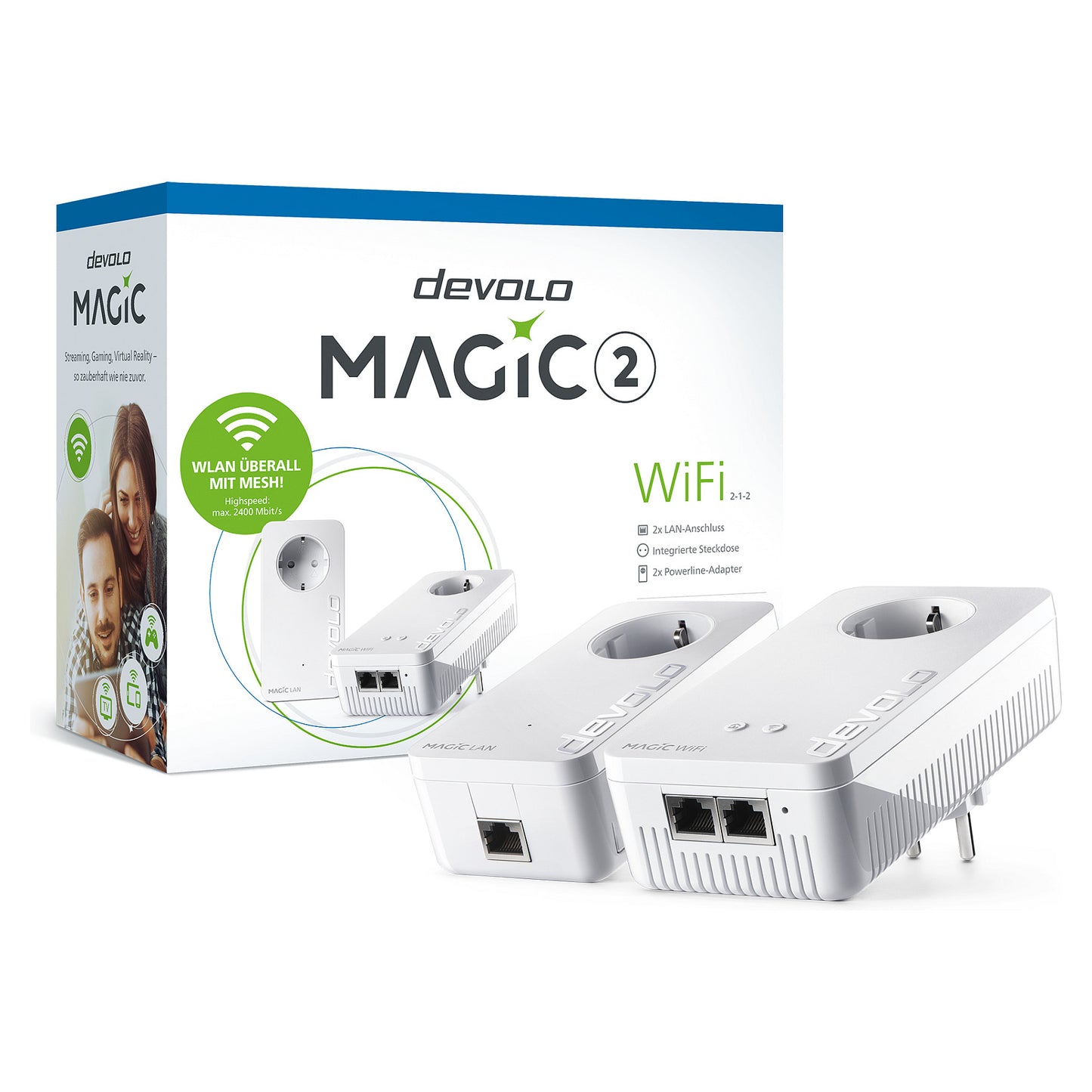 devolo Magic 2 WiFi next Powerline Starter Kit 1x devolo Magic 2 WiFi next Adapter, 1x devolo Magic 2 LAN Adapter