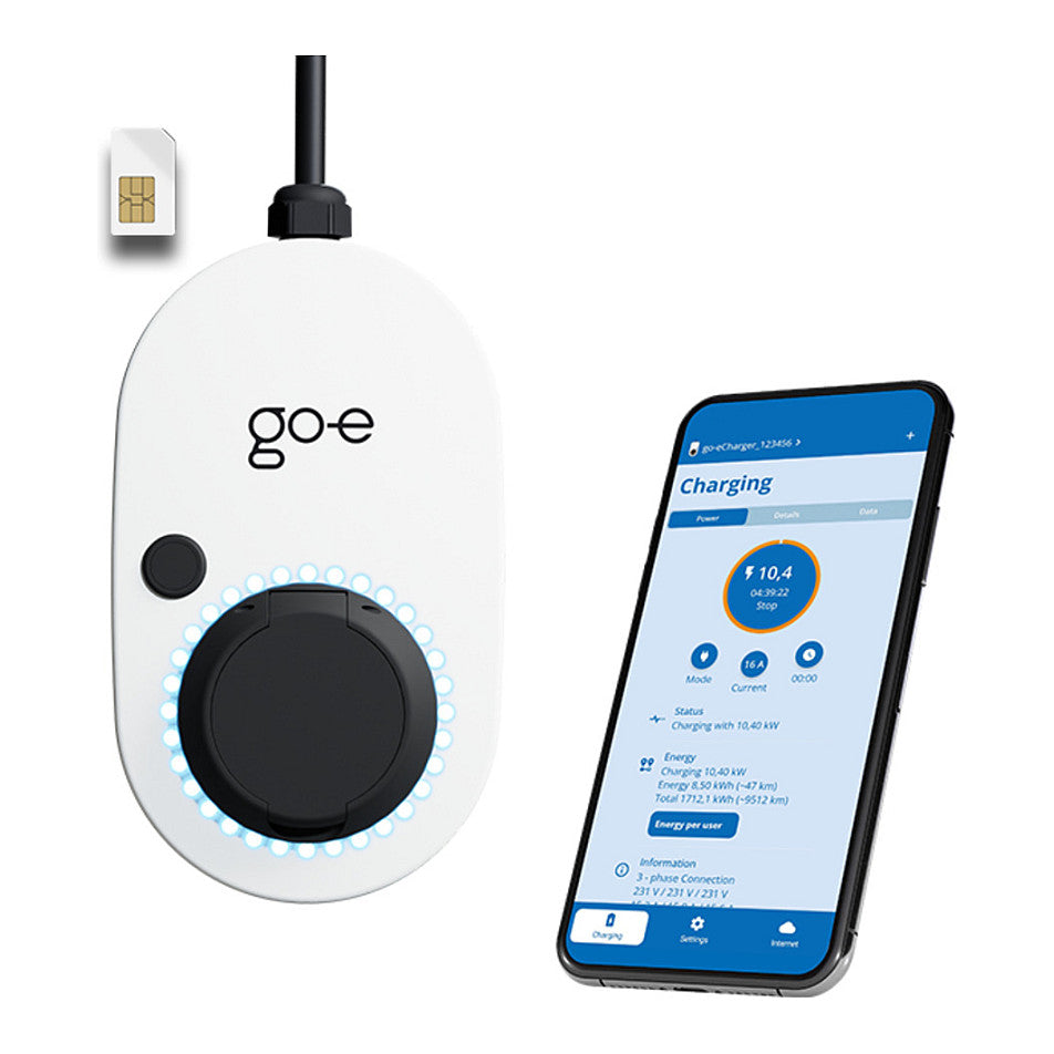 go-e Charger Gemini 2.0, 22 kW (32A 3-phasig) (wei/schwarz, ohne Kabel, 4G/LTE)
