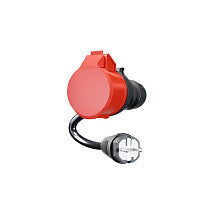 go-e Adapter fr Gemini flex 11 kW, CEE rot Drehstrom 16A > Haushaltssteckdose (schwarz, 30cm)
