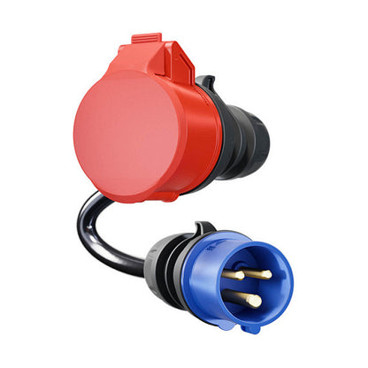 go-e Adapter fr Gemini flex 11 kW, CEE rot Drehstrom 16A > CEE blau 16A (schwarz, 30cm)