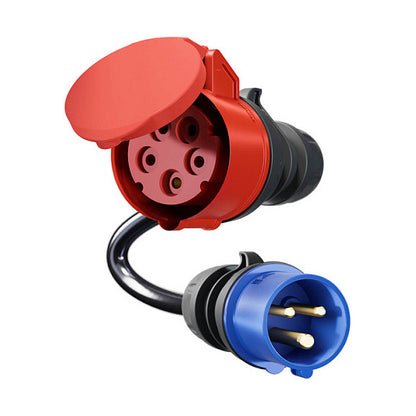 go-e Adapter fr Gemini flex 11 kW, CEE rot Drehstrom 16A > CEE blau 16A (schwarz, 30cm)