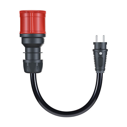 go-e Adapter fr Gemini flex 22 kW, CEE rot Drehstrom 32A > Haushaltssteckdose (schwarz, 30cm)