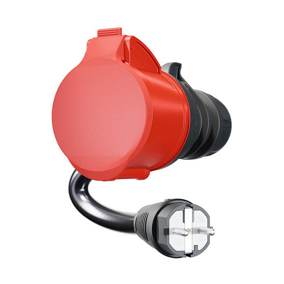 go-e Adapter fr Gemini flex 22 kW, CEE rot Drehstrom 32A > Haushaltssteckdose (schwarz, 30cm)