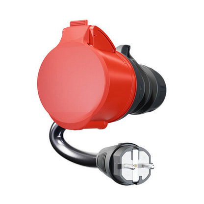 go-e Adapter fr Gemini flex 22 kW, CEE rot Drehstrom 32A > Haushaltssteckdose (schwarz, 30cm)