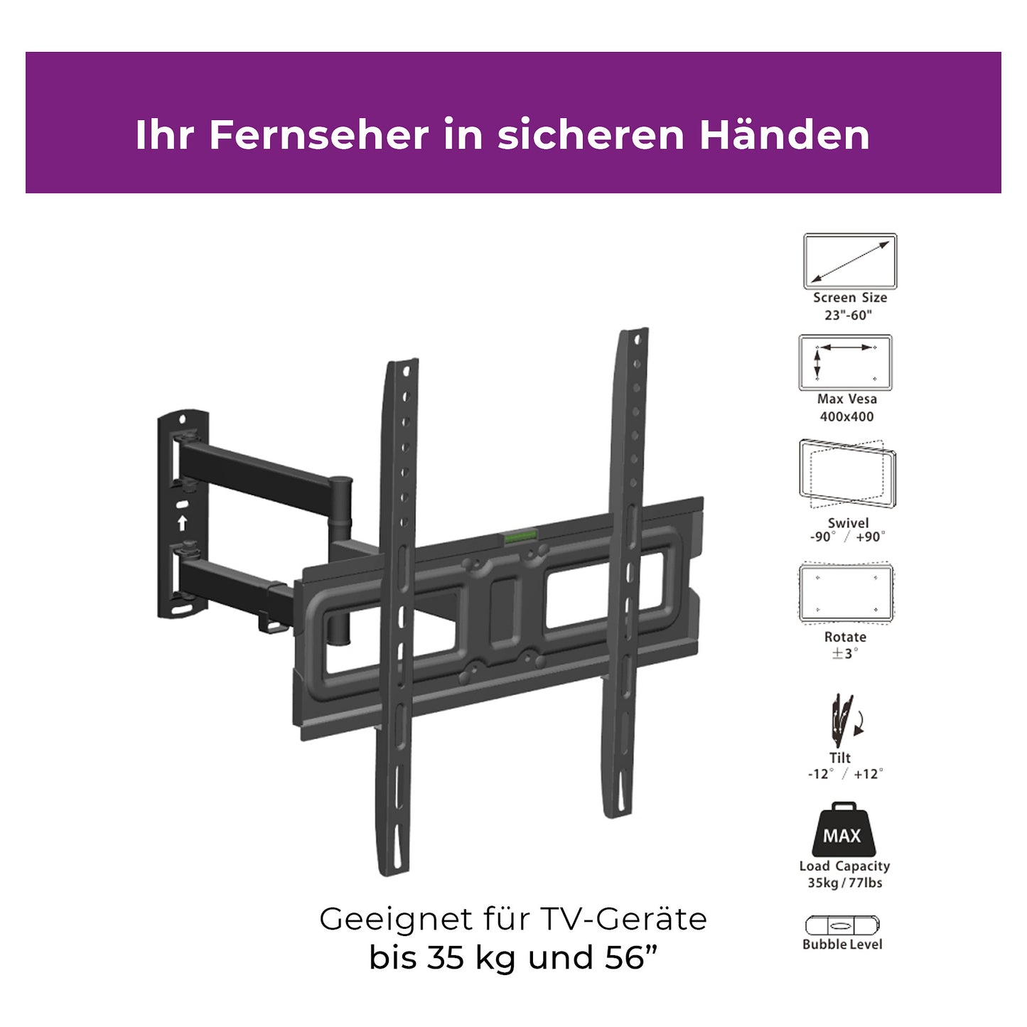 ZUB Ultron Wandhalterung Flatscreen WM200 32-60" Neigung/Winkel
