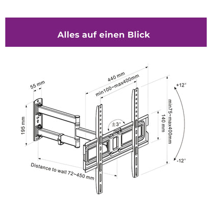 ZUB Ultron Wandhalterung Flatscreen WM200 32-60" Neigung/Winkel