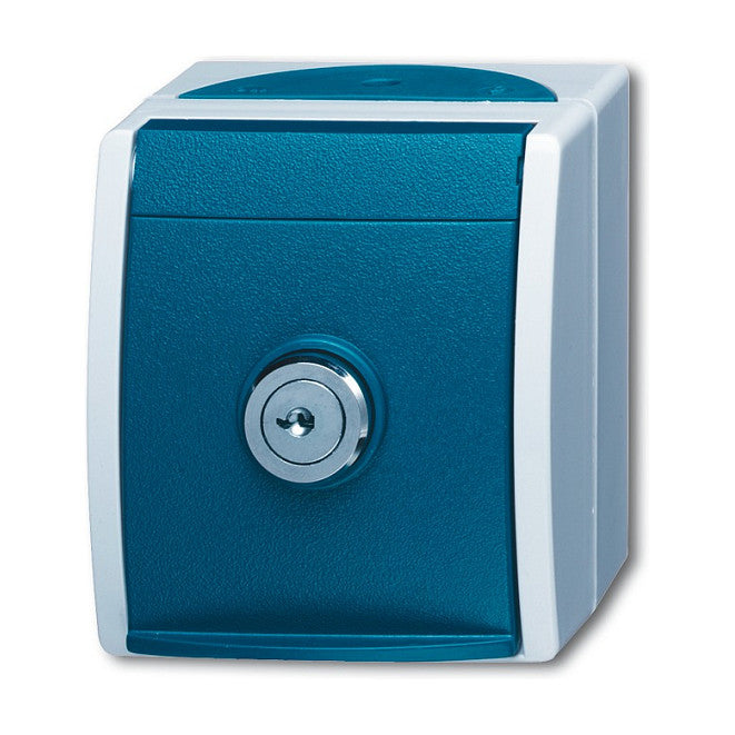 BUSCH JAEGER BJ 20EWSL-53 Steckdose m.Sicherheits- Schloss ocean IP44 grau/blaugrün