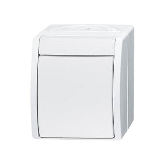 BUSCH JAEGER BJ 2601/6W-54 Wippschalter ocean IP44 Wechselschalter AP alpinweiß