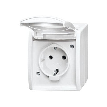 BUSCH JAEGER BJ 20EW-54 Steckdose m.Klappdeckel ocean IP44 alpinweiß