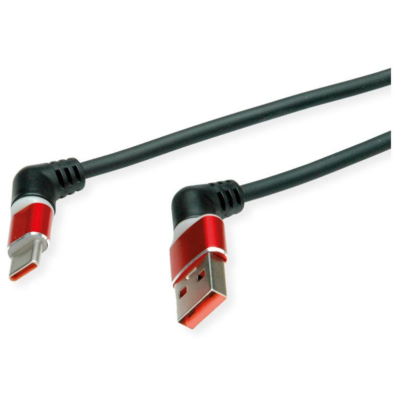 ROLINE USB 2.0 Kabel Typ-C - Typ-A ST/ST 360 Rotation schwarz / rot 2m