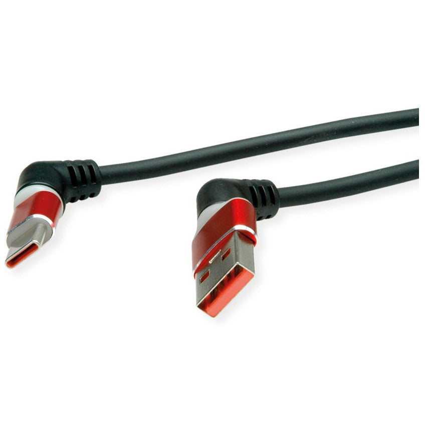 ROLINE USB 2.0 Kabel Typ-C - Typ-A ST/ST 360 Rotation schwarz / rot 2m