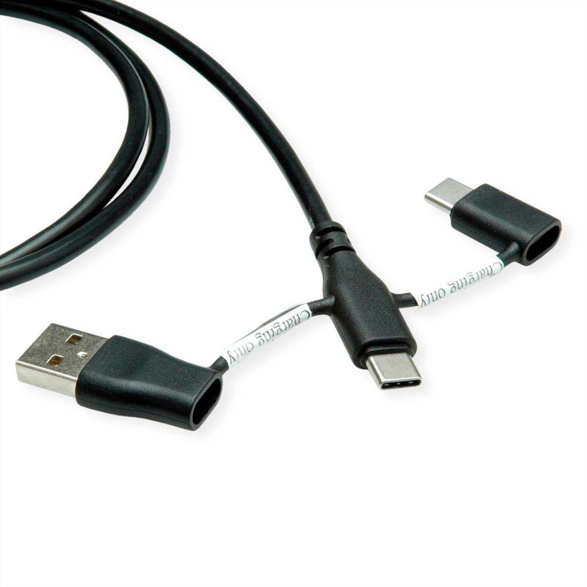 ROLINE USB 2.0 Kabel Typ C ST/ST mit Datenblockier-Adaptern Typ A+C 1m