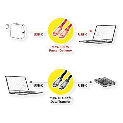 ROLINE GOLD USB4 Gen3x2 Kabel C-C ST/ST 40Gbit/s 100W schwarz / gold 1m