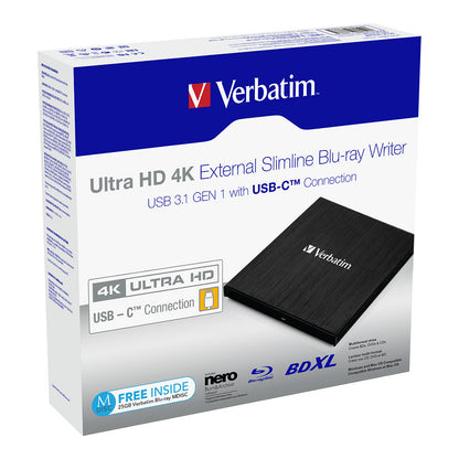 Verbatim ext. Slimline USB3.1 Typ C 4K Blu-ray Brenner extern retail