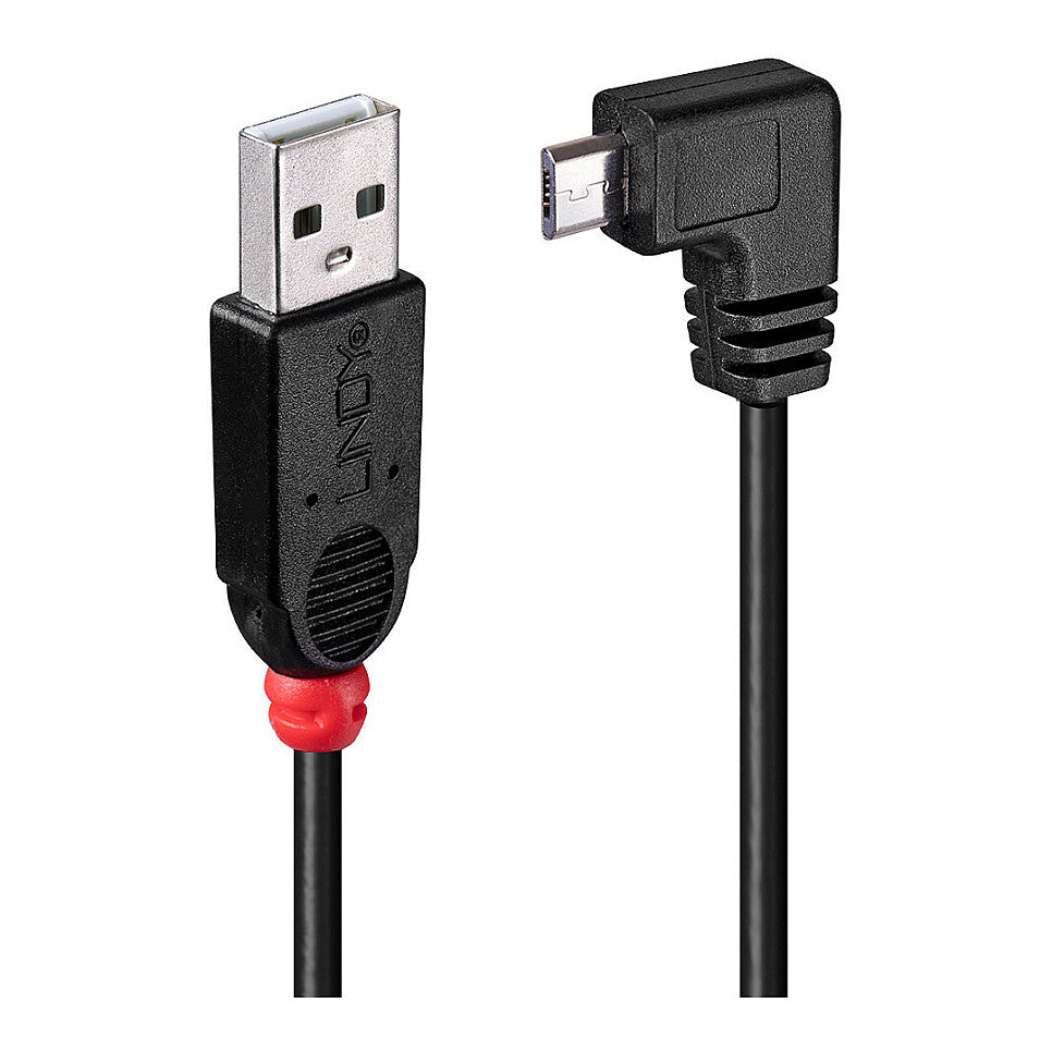LINDY USB 2.0 Kabel Typ A/Micro-B 90° gewinkelt M/M 2m
