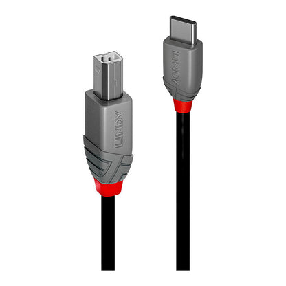 LINDY 1m USB 2.0 Typ C an B Kabel, Anthra Line