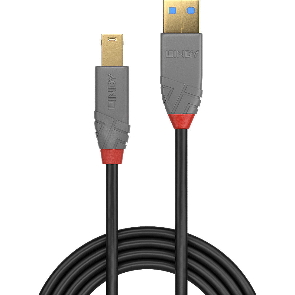 LINDY 2m USB 3.0 Typ A an B Kabel Anthra Line 5Gbit/s