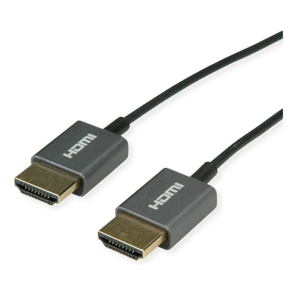 ROLINE 4K HDMI Ultra HD Kabel mit Ethernet, ST/ST, ultra-slim, koaxial, schwarz, 2 m