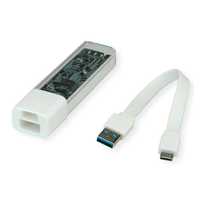 ROLINE Mobiler USB 3.2 Gen 1 Hub, 4fach, Typ A+C Anschlusskabel