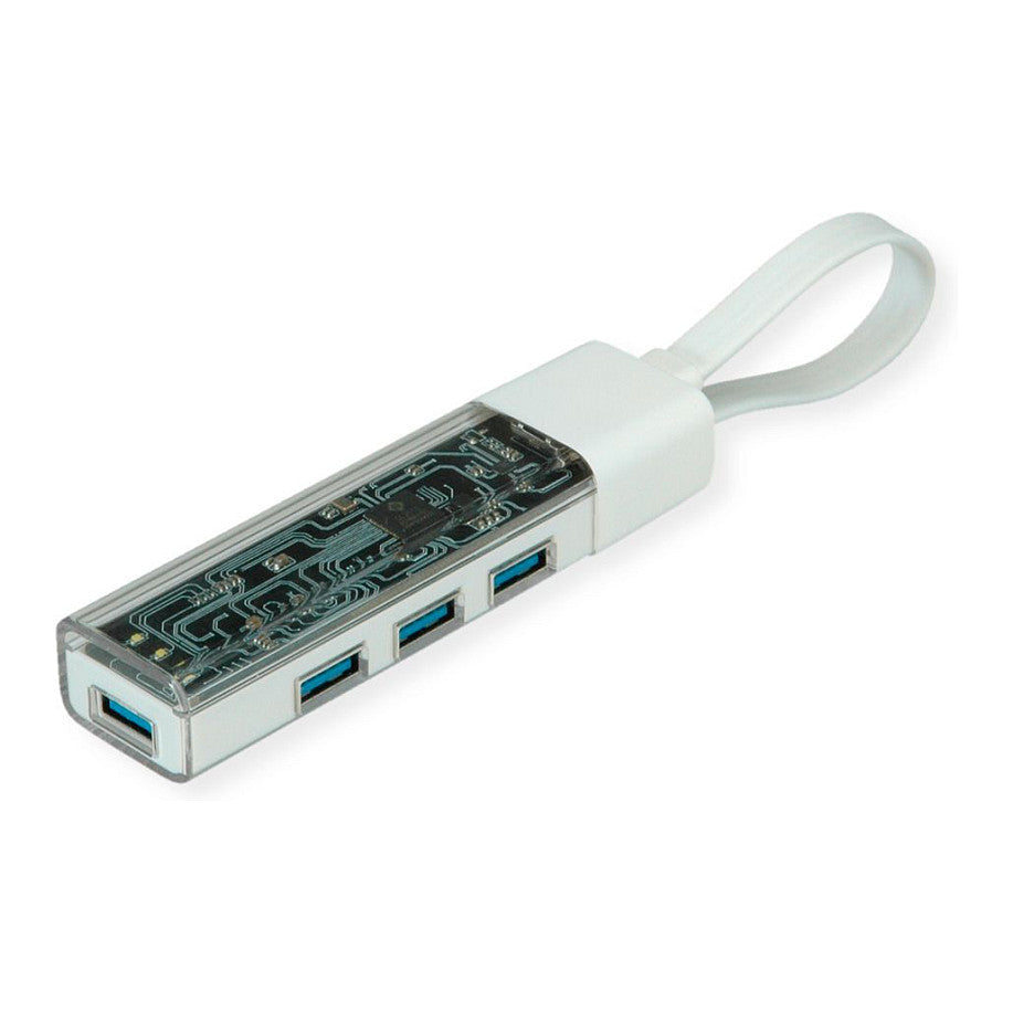 ROLINE Mobiler USB 3.2 Gen 1 Hub, 4fach, Typ A+C Anschlusskabel