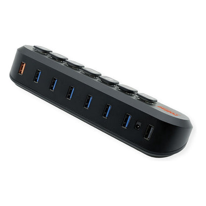 ROLINE USB 3.2 Gen 1 Hub, 7fach, austauschbare Tasten, Typ-A-Anschlusskabel