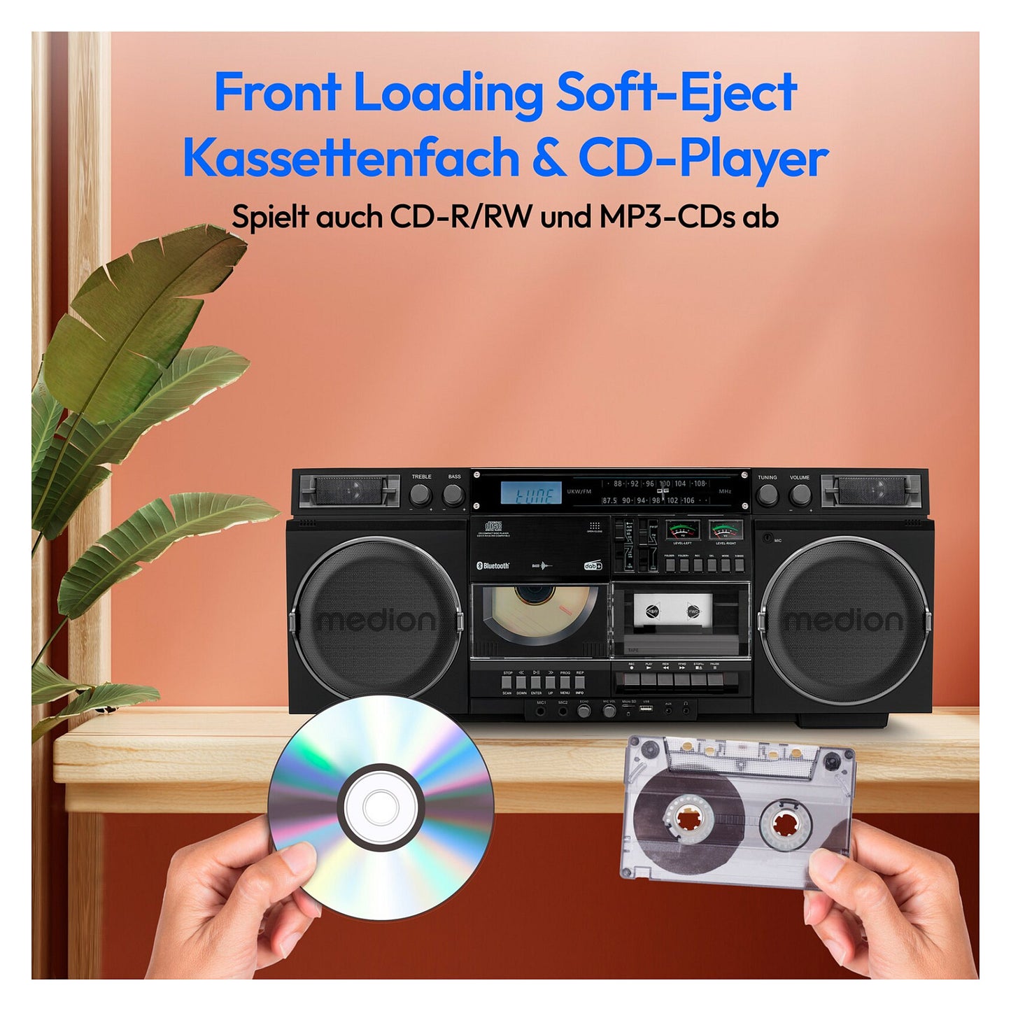Medion LIFE® P66538 Retro-Boombox schwarz
