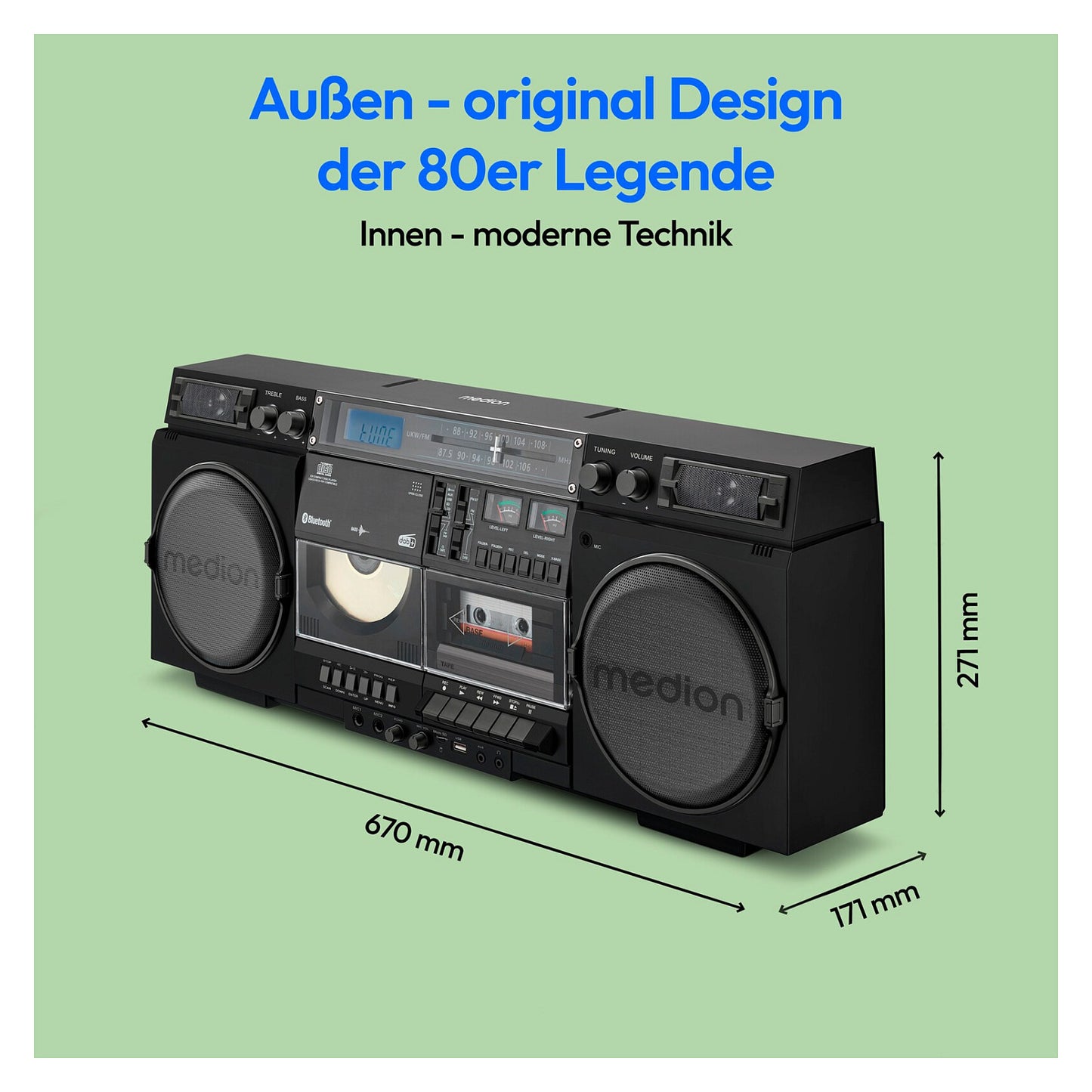 Medion LIFE® P66538 Retro-Boombox schwarz