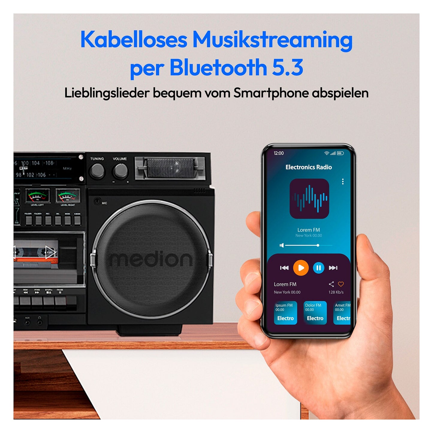 Medion LIFE® P66538 Retro-Boombox schwarz