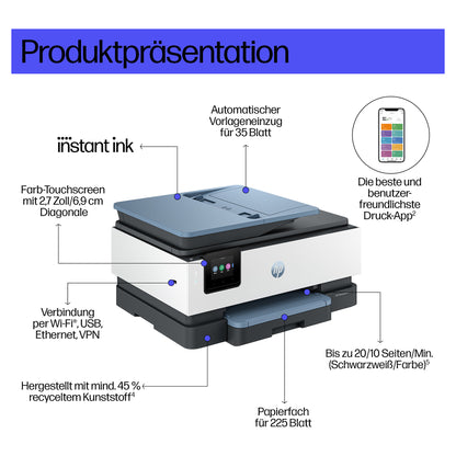 HP OfficeJet Pro 8125e Drucker Scanner Kopierer LAN WLAN Instant Ink