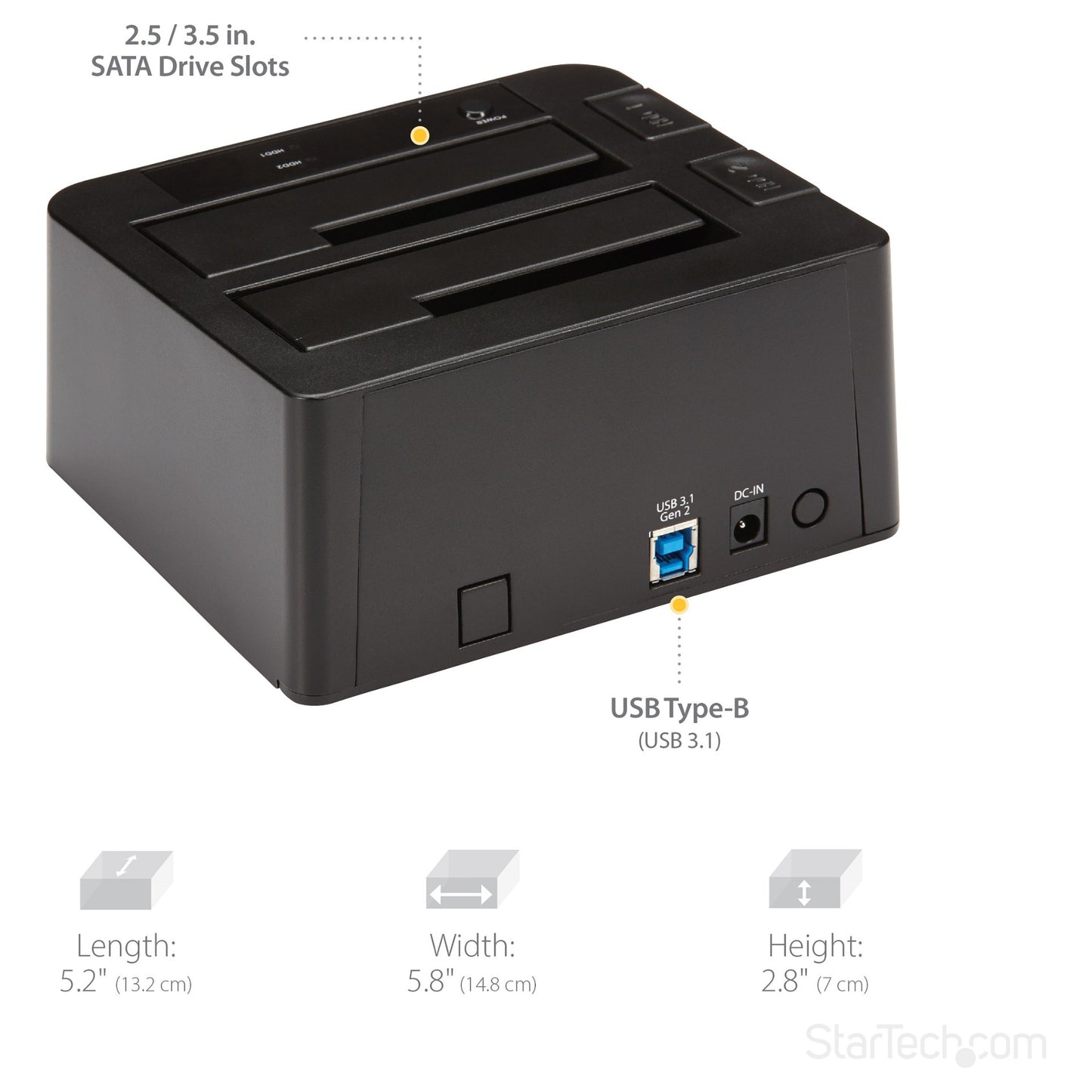 D StarTech USB 3.1 GEN 2 DUAL-BAY DOCK