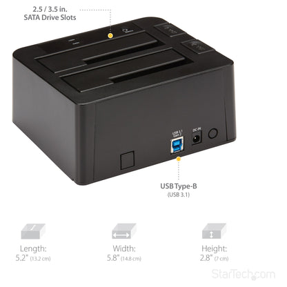 D StarTech USB 3.1 GEN 2 DUAL-BAY DOCK
