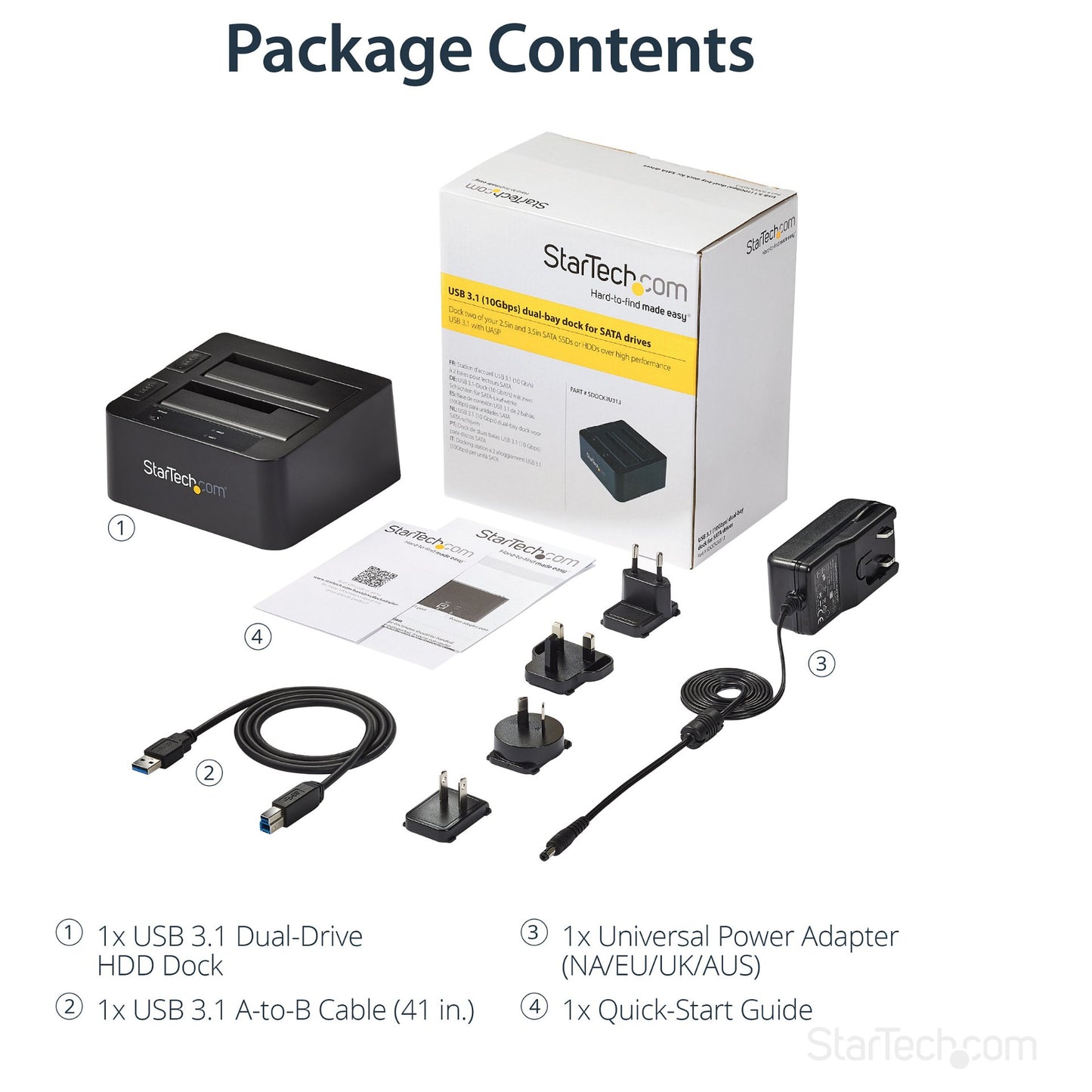 D StarTech USB 3.1 GEN 2 DUAL-BAY DOCK