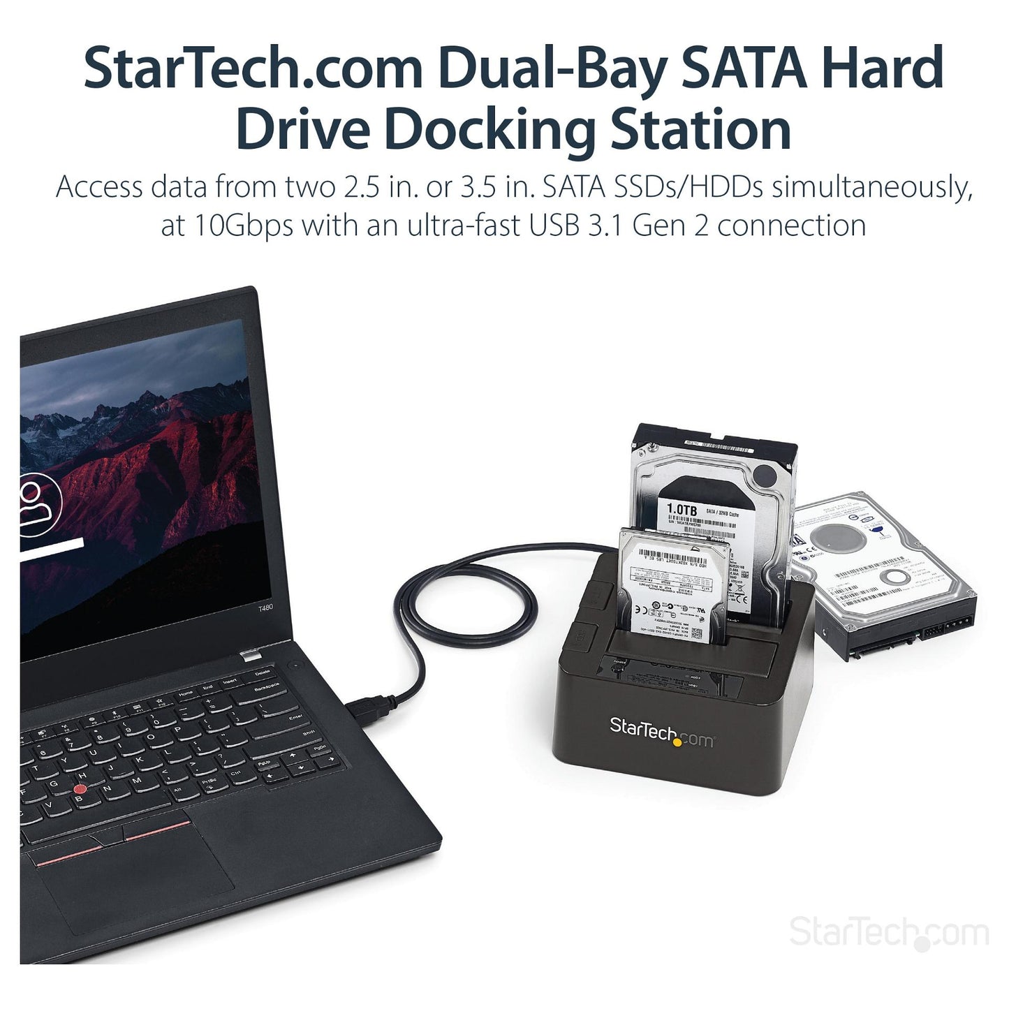 D StarTech USB 3.1 GEN 2 DUAL-BAY DOCK