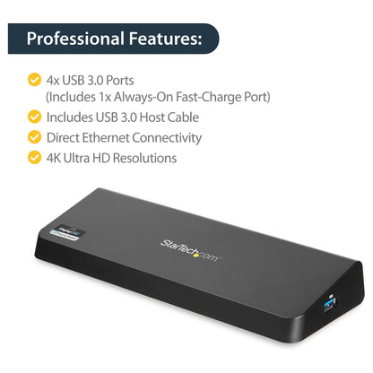 D StarTech USB3 4K LAPTOP DOCKING STATION