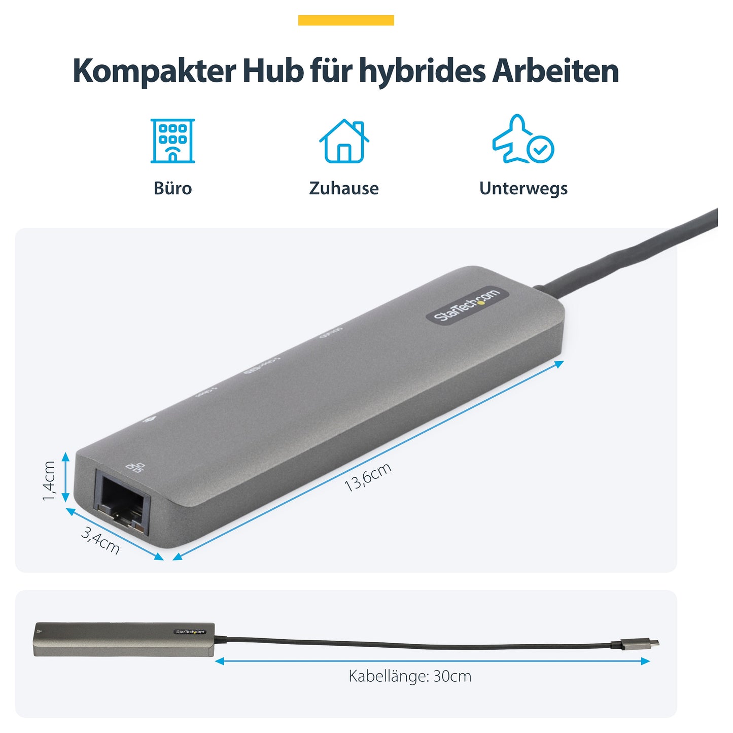 D StarTech StarTech USB-C 3.0 HDMI Docking 4.096 x 2.160 Pixel bei 60Hz