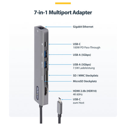 D StarTech StarTech USB-C 3.0 HDMI Docking 4.096 x 2.160 Pixel bei 60Hz