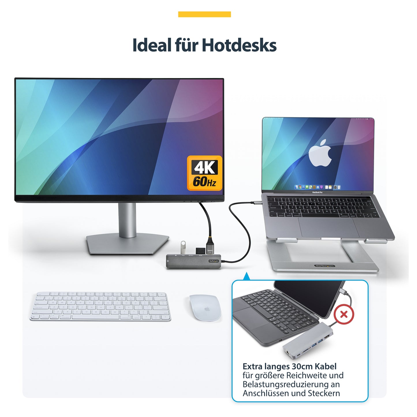D StarTech StarTech USB-C 3.0 HDMI Docking 4.096 x 2.160 Pixel bei 60Hz